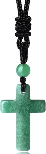 Miniatura 13 de XIANNVXI Collar puntiagudo con piedra de cristal curativo, cuerda negra ajustable, collar con colgante de piedras preciosas naturales, joyería