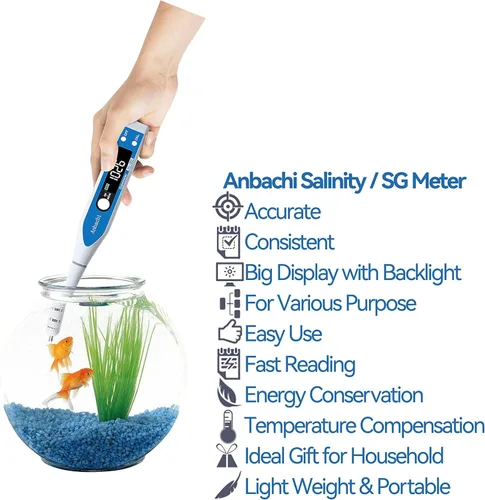 Miniatura 6 de Medidor de salinidad digital 3 en 1 Probador de agua salada – Gravedad específica, salinidad y temperatura, hidrómetro de pluma de alta precisión