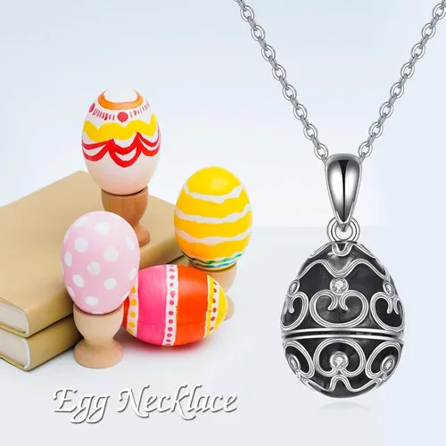 Miniatura 6 de AXELUNA Fox Necklace Sterling Silver Easter Egg Necklace Fox Pendant Animal Jewelry Gifts for Women Girls Birthday Graduation Gift