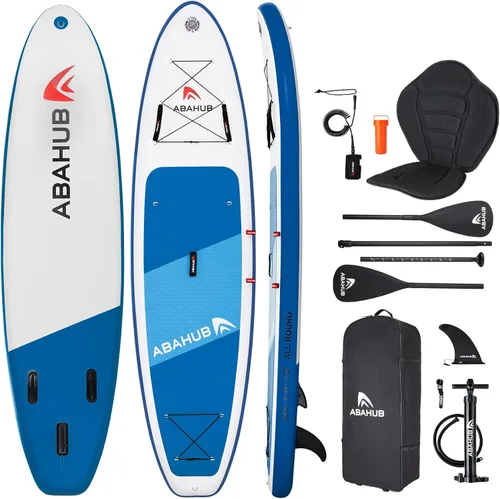 Abahub SUP inflable, ancho 10 pies 6 pulgadas x 31 pulgadas/34 pulgadas iSUP, tabla de remo de pie con remo de kayak de SUP ajustable, para yoga,