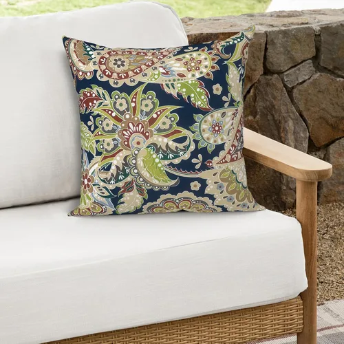 Miniatura 592 de Juego de 2 almohadas para exteriores de 16 x 16 pulgadas, repelentes al agua con interiores, para muebles de patio, hogar, jardín, geometría bohemia