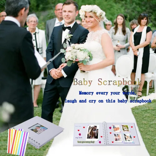 Miniatura 4 de Álbum de fotos de álbum de recortes, páginas de papel blanco, álbum de recortes, páginas de hojas, aniversario de boda, regalo de memoria familiar