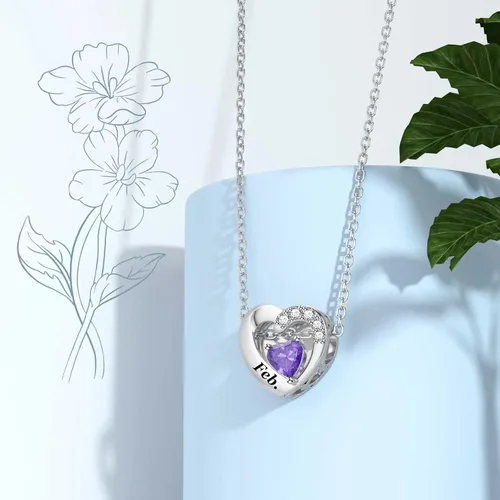 Miniatura 3 de SEVENWELL Birthstone Charms with Birth Month Flower Engraved Fit Charms Pandora Bracelet 925 Sterling Silver Beads Charms Happy Birthday for Women