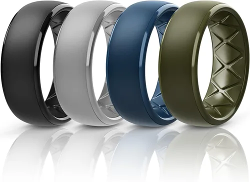 Miniatura 7 de Egnaro Anillos de boda de silicona para hombre: 1/4/6/7 Multipack de anillos de boda de goma con arco interior Diseño ergonómico transpirable