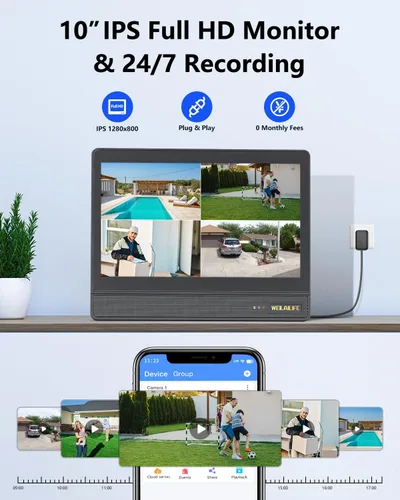 Miniatura 3 de Sistema de seguridad todo en uno: cámaras de seguridad PTZ de 4 MP inalámbricas para exteriores, sistema de cámara de seguridad WiFi para el hogar