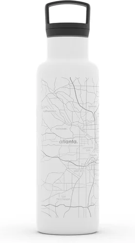 Miniatura 195 de Well Told Botella de agua aislada con mapa de Washington DC grabado, botella de acero inoxidable grabada (21 onzas, blanco) botella aislada de mapa
