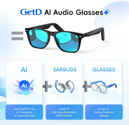 Miniatura 2 de Gafas inteligentes para hombres y mujeres, gafas inteligentes impulsadas por ChatGPT, traducción en tiempo real con IA en 145 idiomas, reproducción