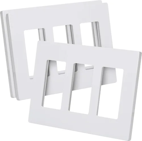 Bates - Placas de pared decorativas sin tornillos, color blanco, paquete de 3, placas de pared sin tornillos, 3 cuadrillas, placa de cubierta de