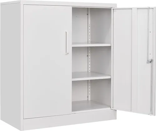 Miniatura 13 de SISESOL Armario de almacenamiento de metal de 36 pulgadas con puertas y estantes, pequeño armario de almacenamiento de garaje con cerradura, Negro
