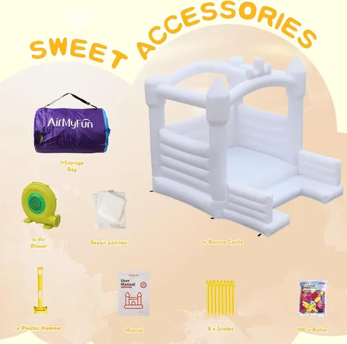 Miniatura 7 de FINCOME Casa inflable de rebote blanca de 13 x 13 pies con soplador, castillo de rebote comercial grande para saltar casa hinchable para niños