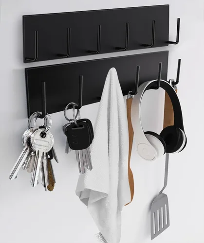 2 piezas de soporte magnético para llaves de pared, soporte magnético para llaves con 6 ganchos para puerta delantera de metal, soporte magnético