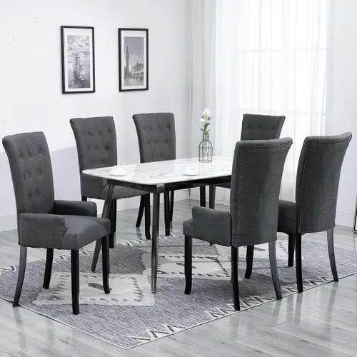 Miniatura 14 de Ergonomic Dining Chair, Dark Grey Polyester Fabric, Solid Oak Wood Frame, Modern Kitchen & Dining Room Furniture