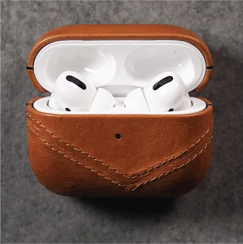 Miniatura 3 de Bullstrap Funda de cuero premium compatible con Apple AirPods 3, carga inalámbrica, diseño de dos piezas (Sienna)