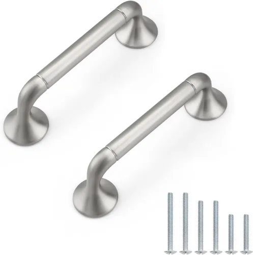 Miniatura 12 de Paquete de 5 manijas de gabinete de cocina doradas de 3 pulgadas/2.992 in, aleación de zinc maciza, tiradores de gabinete de latón para arco y arco