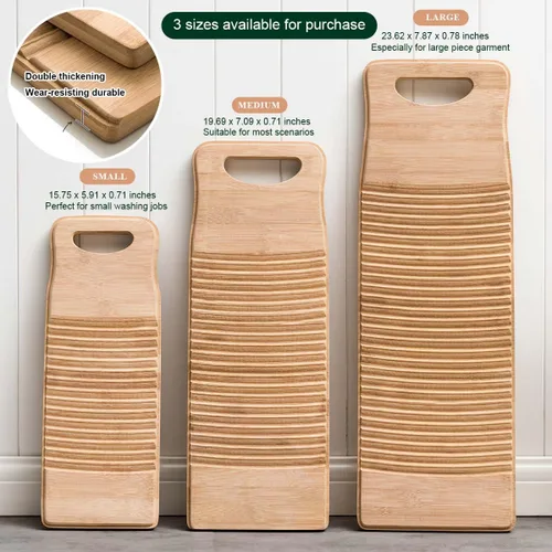 Miniatura 6 de Tabla de Lavar a Mano Grande para Lavandería Lavado de Ropa, Tabla de Limpieza Antideslizante de Color Madera Natural, Tabla de Lavado Rústica a