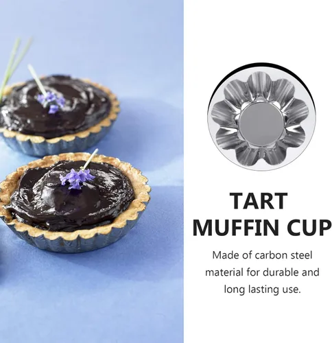 Miniatura 7 de Hemoton Envoltorio de tarta de huevo, 12 piezas de tarta de huevo, mini moldes de acero inoxidable, mini tartaleta de tartaleta, pastel de tartaleta