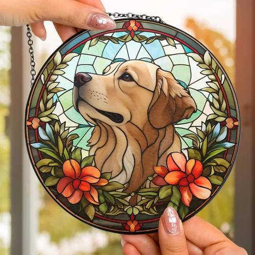 Miniatura 3 de Wrappiness Atrapasoles personalizado para retrato de perro con vitrales – Foto personalizada para perros, regalo de condolencias más profunda por
