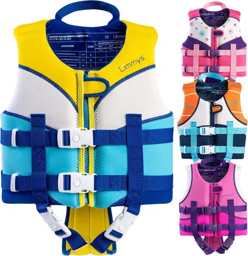Limmys Chaleco de natación para niños pequeños y niños: panel de espuma integrado, certificado CE, diseño galardonado aprobado por los padres, Azul