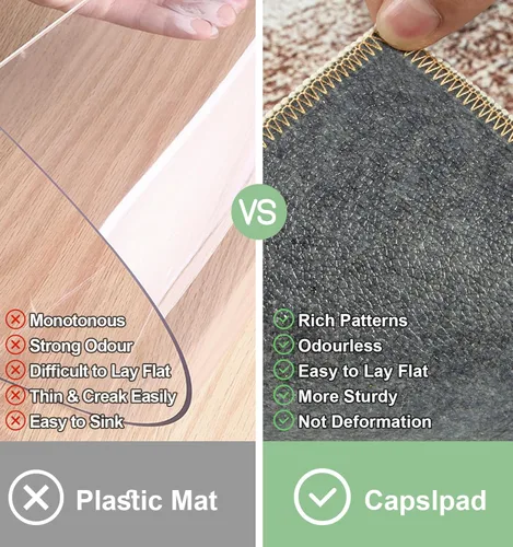 Miniatura 3 de Capslpad Tapete para silla de oficina para suelo de madera dura, de 47 x 59 pulgadas, antideslizante, para silla de escritorio, alfombra de pelo