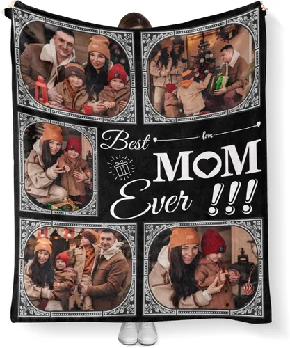 Miniatura 16 de Mantas personalizadas con fotos, manta personalizada con imagen para familia, mamá, papá, parejas, bebé, manta de fotos personalizada con collage