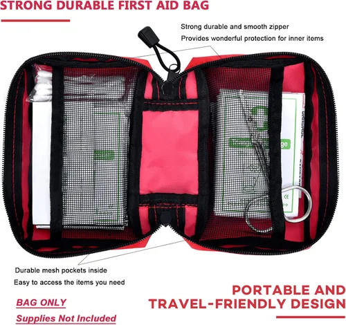 Miniatura 2 de O'IFFEEI Bolsa vacía pequeña de primeros auxilios, portátil para exteriores, camping, senderismo, mochileros, viajes. Bolsa médica pequeña