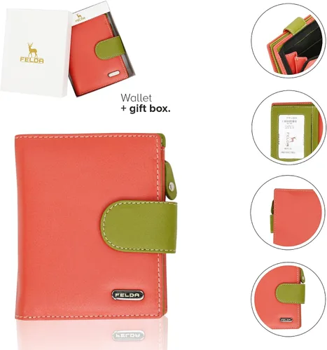 Miniatura 5 de Cartera de piel auténtica RFID para mujer multicolor 10 ranuras para tarjetas