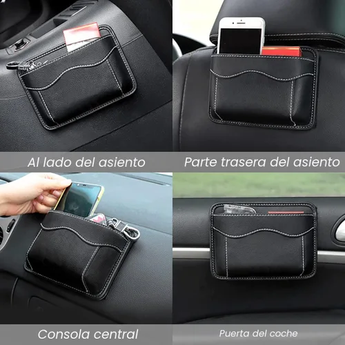 Miniatura 5 de Organizador de bolsillo lateral para asiento de auto, mini bolsa de almacenamiento de cuero sintético para puerta, ventana y consola del auto, porta