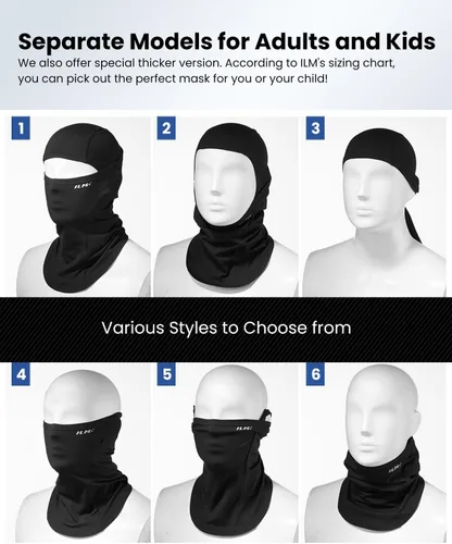 Miniatura 6 de ILM Motorcycle Balaclava Face Mask Adult Youth for Ski Model FM01