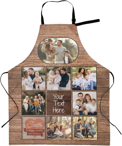 Miniatura 20 de Delantales personalizados con dos bolsillos para mujeres y hombres, delantales personalizados impresos con texto fotográfico para cocinero de cocina