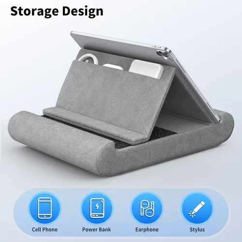 Miniatura 6 de CreaDream Soporte de almohada para tablet, soporte plegable para tableta, para regazo, cama y escritorio, almohadilla suave con bolsillo y soporte