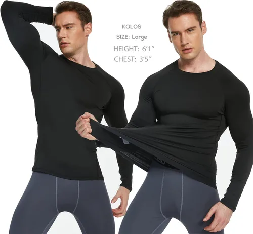 Miniatura 2 de Paquete de 5 o 4 camisas de compresión térmica para hombre, forro polar, manga larga, capa base atlética, equipo de entrenamiento para clima frío