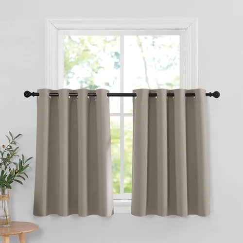 RYB HOME Cortinas opacas de cocina de 36 pulgadas de largo, tratamiento de privacidad para ventanas pequeñas, aislamiento térmico, telón de fondo