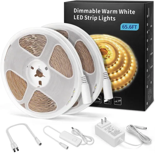Miniatura 14 de MYPLUS - Tira de luces LED de color blanco, 16.4 pies, luz diurna blanca de 6000 K, cinta de luces LED con 700 lúmenes regulables y 300 LEDs, tira