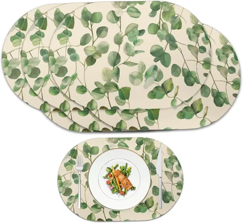 Miniatura 59 de Blue Flower Dining Table Mats Set of 2 Hummingbird Heat Resistant Placemats Washable and Wipeable Non Slip Place Mat, Waterproof Modern Dining Table