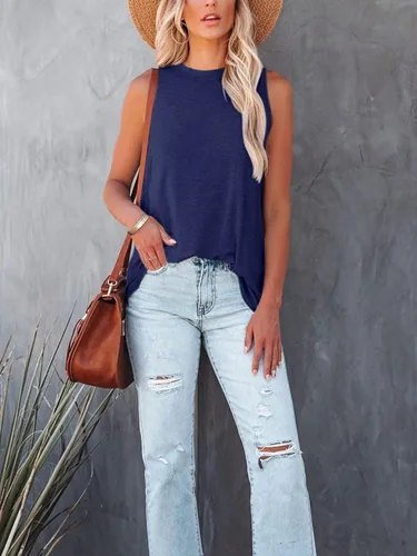 Miniatura 3 de KIKIBERRY Camiseta sin mangas halter para mujer elegante casual holgada cuello alto