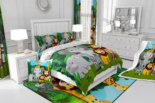 Miniatura 6 de Feelyou Manta Sherpa para niños, manta de forro polar con estampado de jirafa, león, elefante, jirafa, para niños y niñas, adorable manta de felpa