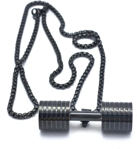Miniatura 4 de Jewelry - Collar con colgante de cadena de mancuernas de acero inoxidable para hombre y mujer