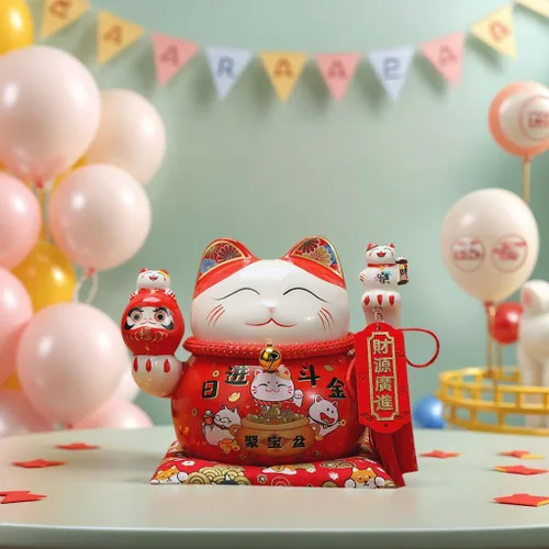 Miniatura 6 de Estatua de la suerte, figuras de gato de cerámica china, estatua de la suerte, alcancía, dinero japonés, fortuna, gato, decoración de regalo