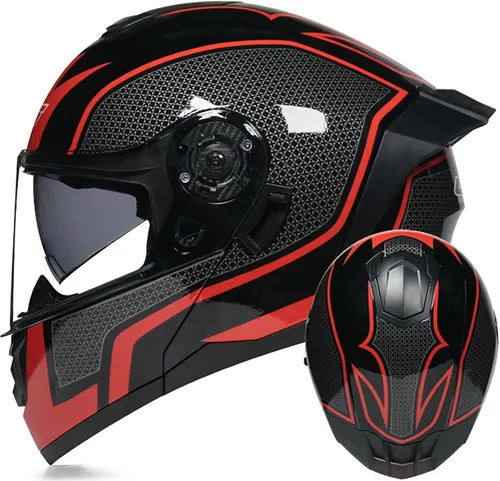 Miniatura 11 de Casco modular de motocicleta de cara completa, casco abierto con doble visera extraíble forro para adultos, hombres y mujeres, motocross Cruiser