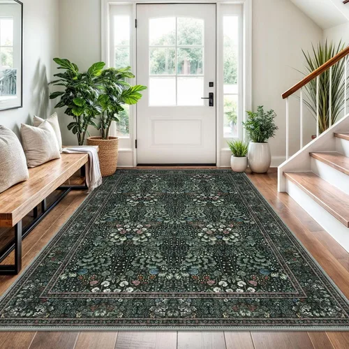Miniatura 80 de SIILOOM Alfombra antideslizante de pasillo moderna de 2 x 5, súper suave, para pasillos, decoración para cocina, alfombras para pasillos sin 2-Verde