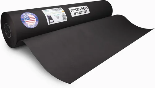 Rollo de papel kraft negro de 36" x 8640" (720 pies), rollo de papel grande de calidad fabricado en Estados Unidos, grosor de 50lb para embalaje,