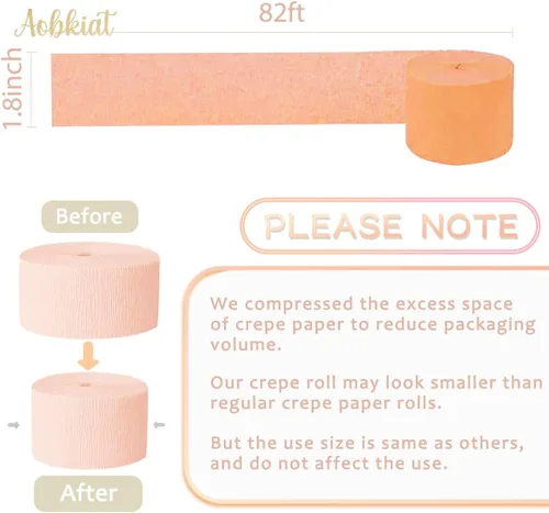 Miniatura 6 de AOBKIAT Decoración de boda, papel crepé dorado, rosa, naranja, dorado, 8 piezas, serpentinas, decoraciones de fiesta para bodas, despedidas
