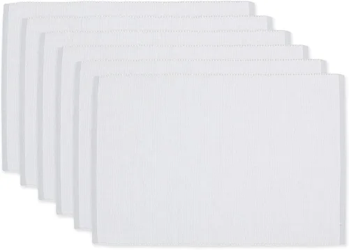 Miniatura 10 de DII Juego de manteles individuales ecológicos de la colección Fine Ribbed de 13x19, azul francés