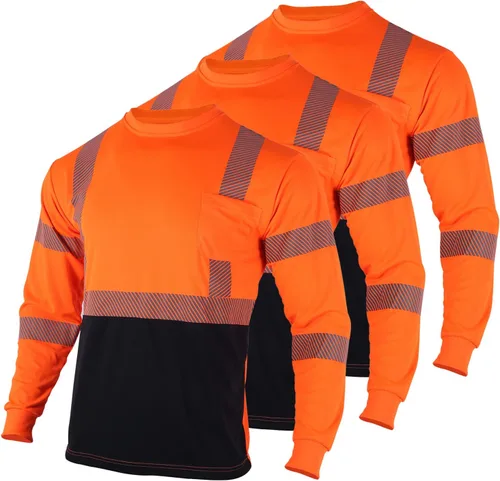 Miniatura 11 de FONIRRA 3 piezas de camisetas reflectantes de seguridad de alta visibilidad para hombres con manga larga camisas de trabajo de construcción ANSI