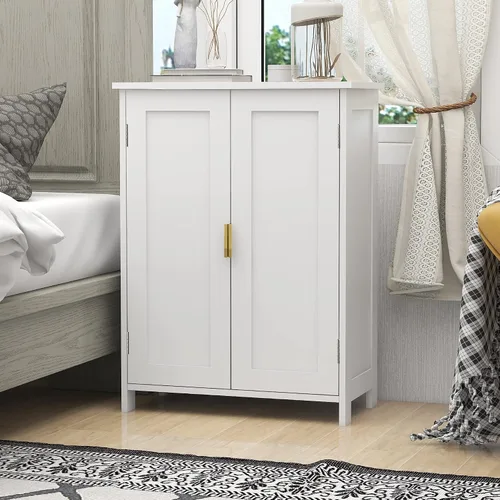 Miniatura 6 de TaoHFE Gabinete de almacenamiento de baño gris, gabinetes de baño independientes con 2 puertas, armario de toallas para baños, gabinetes de baño