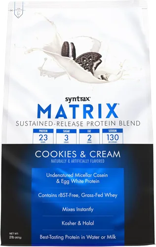 Syntrax Nutrition Matrix - Mezcla de proteína de liberación sostenida, galletas y crema 2 libras. Verdaderos trozos de galleta