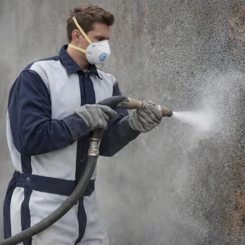 Miniatura 5 de SHUNJIE Traje de explosión Traje protector de pintura en aerosol Traje protector de trabajo de seguridad con chorro de arena Azul y blanco