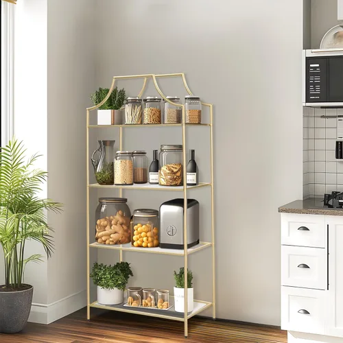 Miniatura 2 de Estantería de 4 niveles, estante de metal para almacenamiento, estantería de almacenamiento alta, moderna funda abierta para dormitorio, sala
