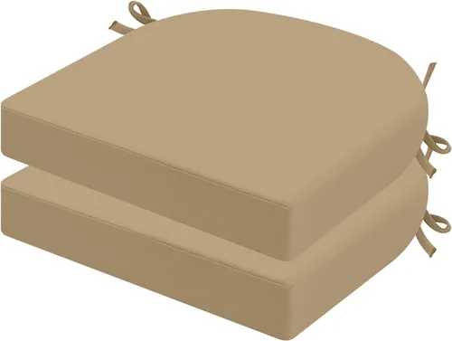Miniatura 14 de idee-home Juego de 2 cojines de silla al aire libre, cojines de silla de patio de 19" x 19" x 3" gruesos impermeables con lazos para muebles
