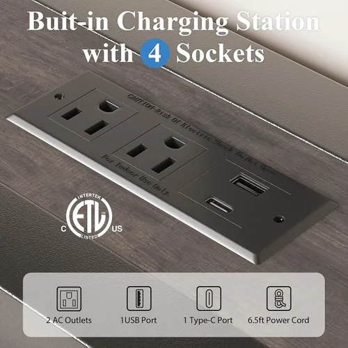 Miniatura 4 de LOEWAY Base de cama tamaño Queen con cabecera de almacenamiento y luces LED, cama plataforma industrial con estación de carga, listones de metal Gris